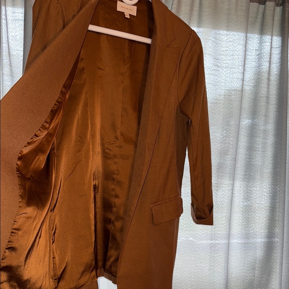 Skies Are Blue Brown Tailored Blazer with Notched Lapel - Picture 4 of 9